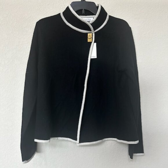 NWT Calvin Klein Single Clasp Open Front Cardigan Sweater Poncho Wool Blend - Picture 2 of 7